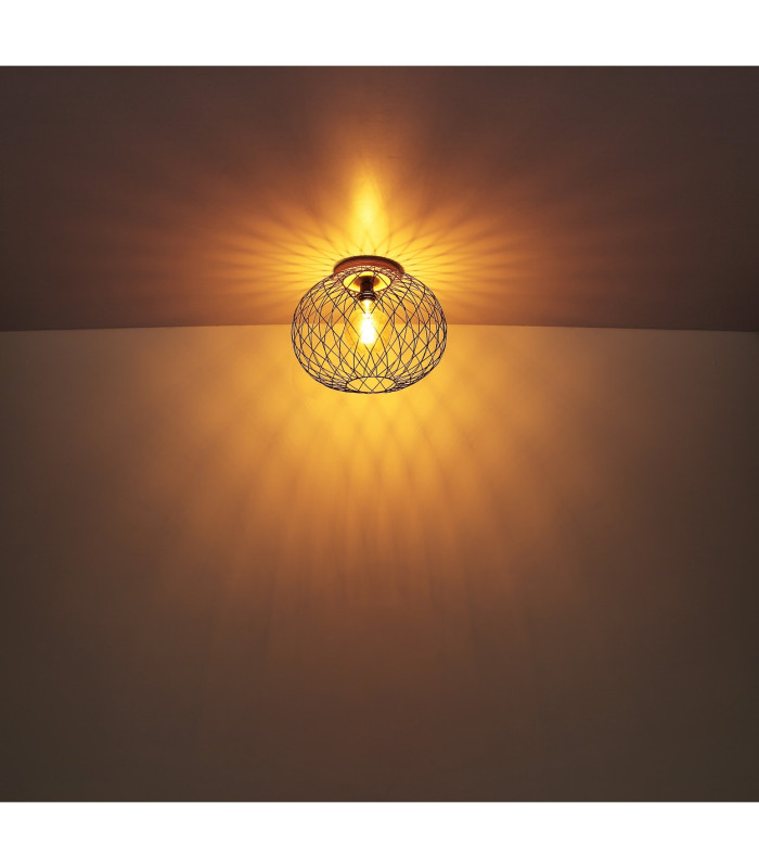 Lacky Wire Frame Pendant Ceiling Light Matt Black 1x E27-5