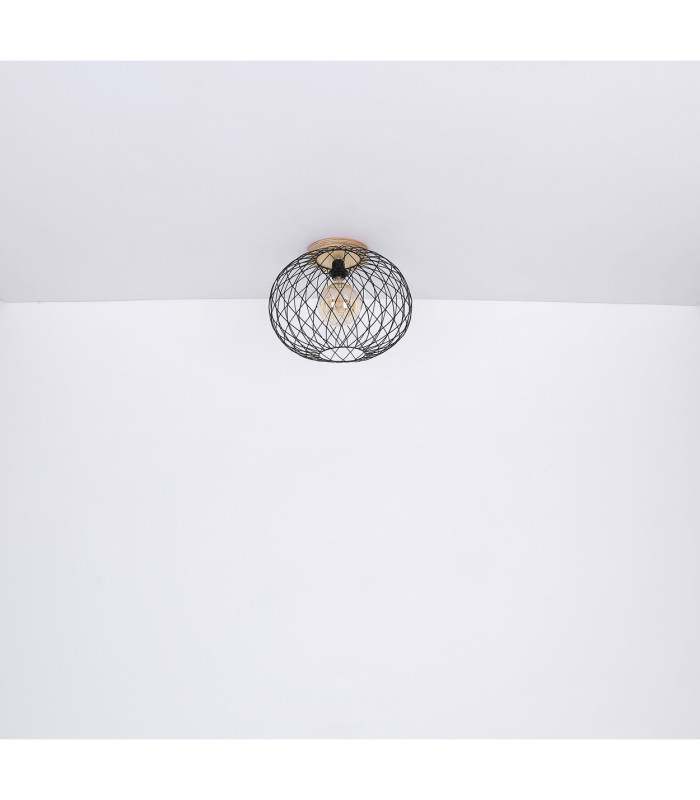 Lacky Wire Frame Pendant Ceiling Light Matt Black 1x E27-7