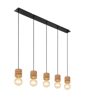 Angeline Bar Pendant Ceiling Light Matt Black 5x E27-1