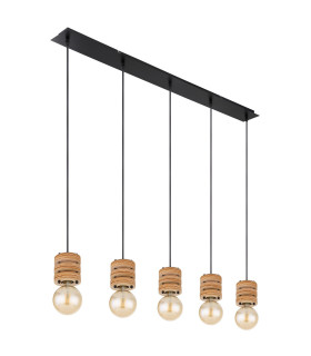 Angeline Bar Pendant Ceiling Light Matt Black 5x E27-2