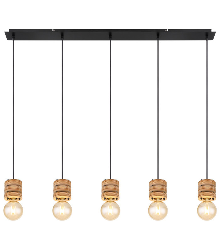 Angeline Bar Pendant Ceiling Light Matt Black 5x E27-3