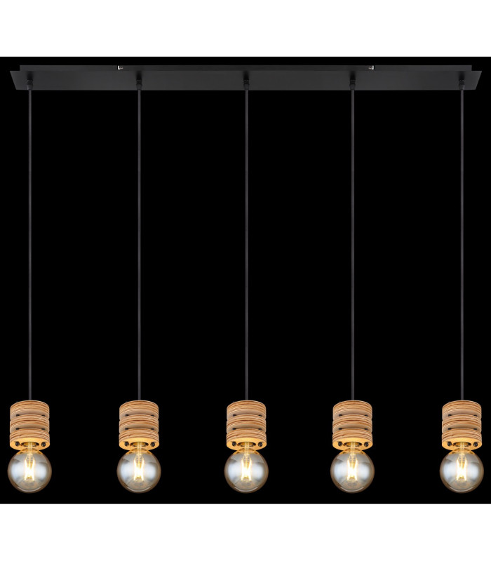 Angeline Bar Pendant Ceiling Light Matt Black 5x E27-6