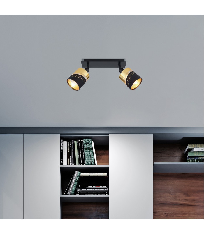 Or Twin Ceiling Spotlight Matt Black 2x E14-7