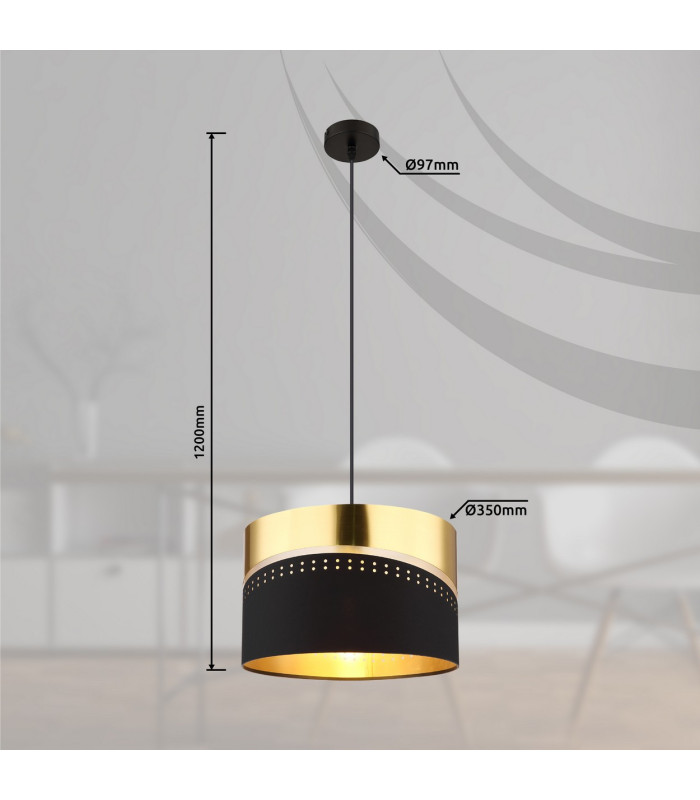 Or Cylindrical Pendant Ceiling Light Matt Black 1x E27-6