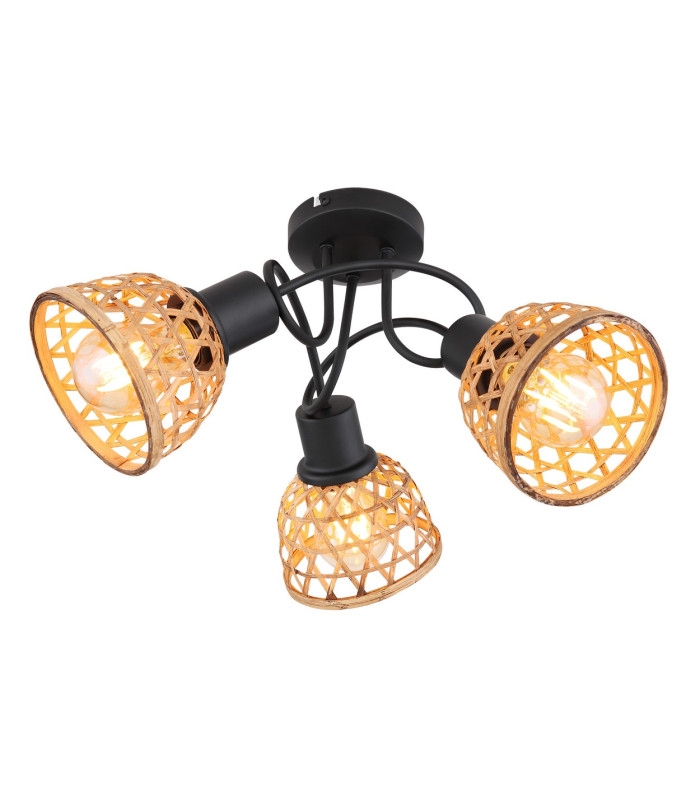 Wenna Multi Arm Semi Flush Ceiling Lamp Matt Black 3x E27-1