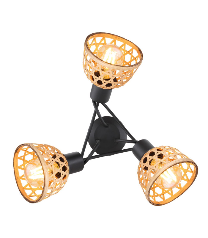 Wenna Multi Arm Semi Flush Ceiling Lamp Matt Black 3x E27-3