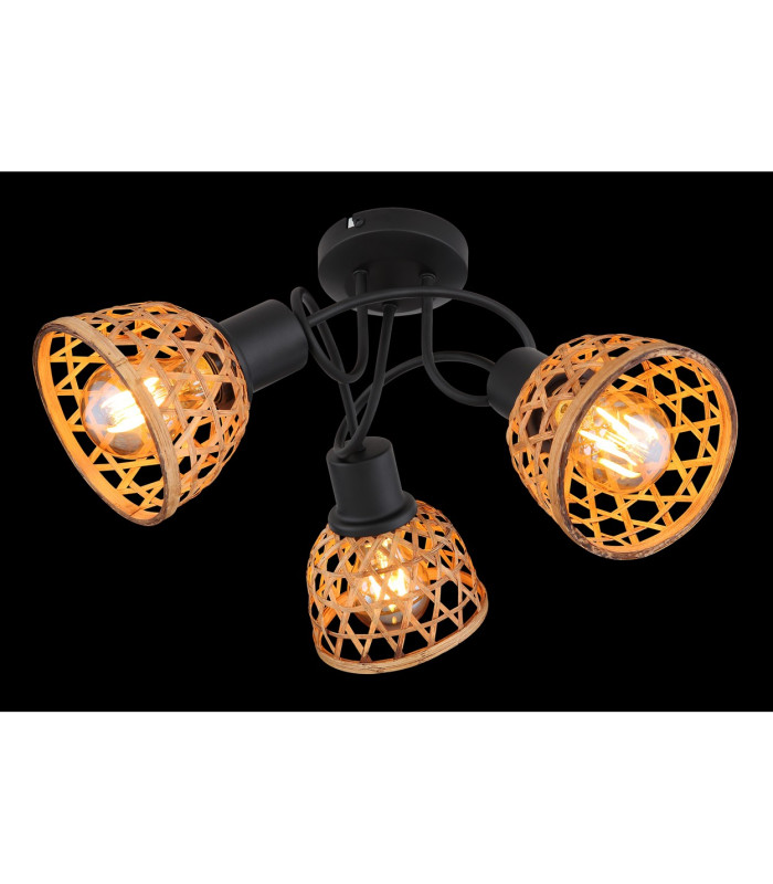 Wenna Multi Arm Semi Flush Ceiling Lamp Matt Black 3x E27-5