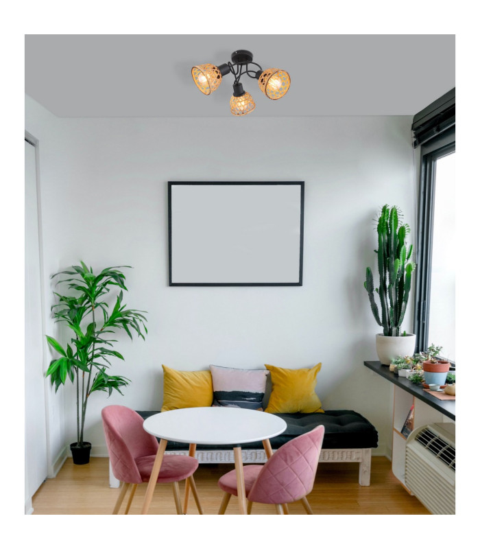 Wenna Multi Arm Semi Flush Ceiling Lamp Matt Black 3x E27-6