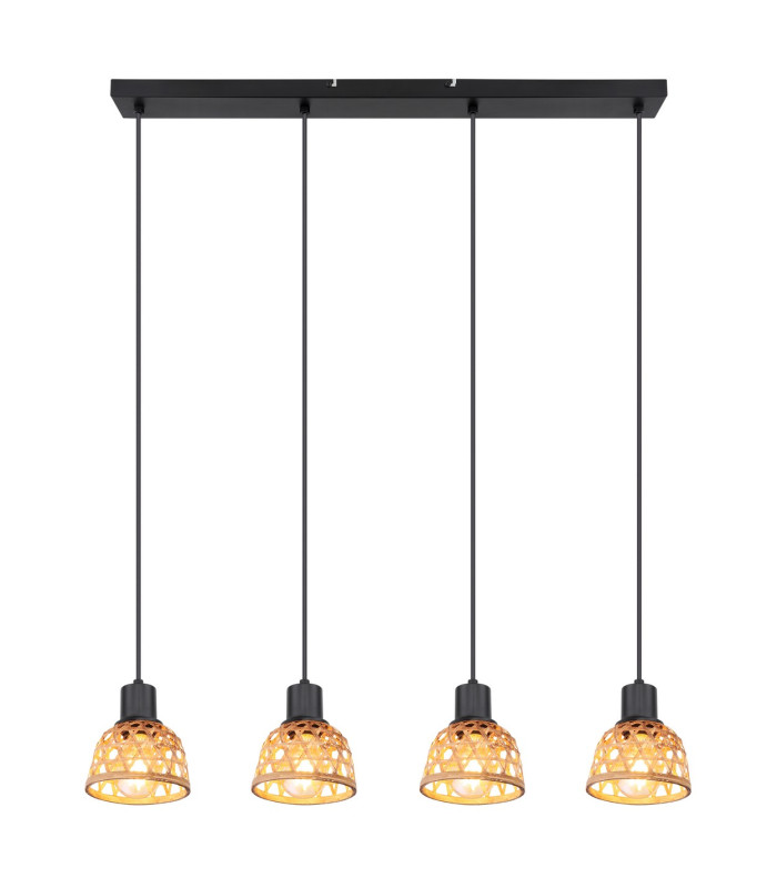Wenna Bar Pendant Ceiling Light Matt Black 4x E27-3