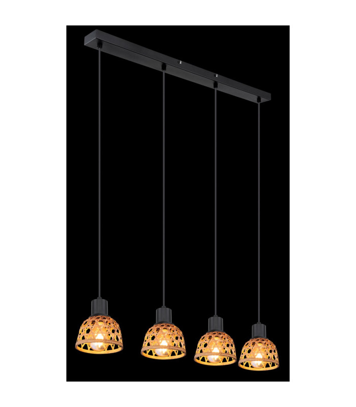 Wenna Bar Pendant Ceiling Light Matt Black 4x E27-5