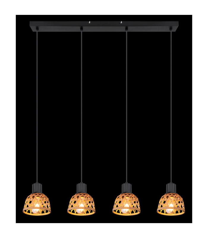 Wenna Bar Pendant Ceiling Light Matt Black 4x E27-6