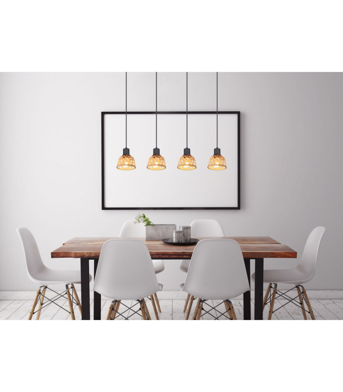 Wenna Bar Pendant Ceiling Light Matt Black 4x E27-7