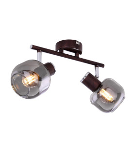 Pallo Twin Ceiling Spotlight Bronze Colored Smoke Glass Shade 2x E14-1