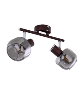 Pallo Twin Ceiling Spotlight Bronze Colored Smoke Glass Shade 2x E14-2