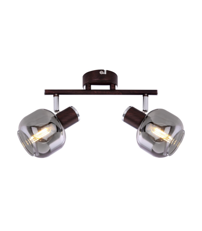 Pallo Twin Ceiling Spotlight Bronze Colored Smoke Glass Shade 2x E14-3