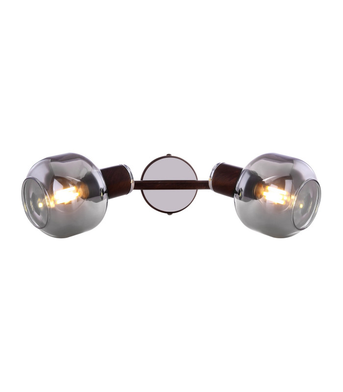 Pallo Twin Ceiling Spotlight Bronze Colored Smoke Glass Shade 2x E14-4