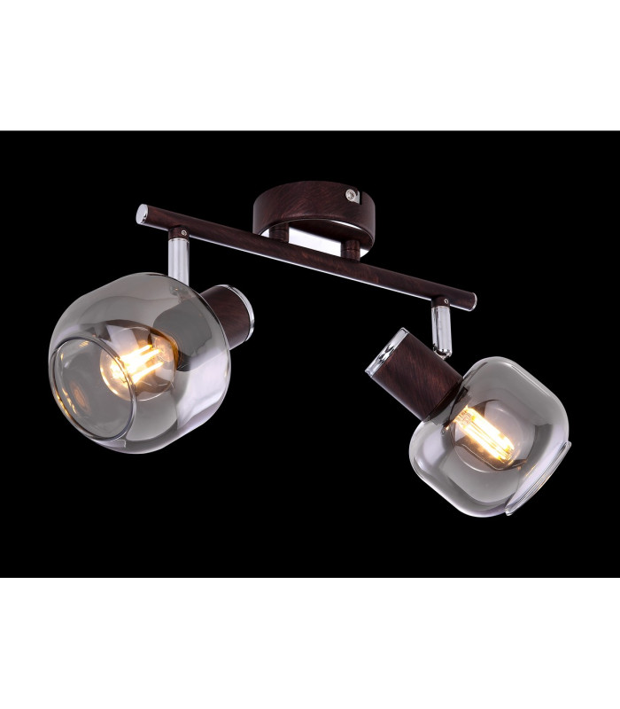 Pallo Twin Ceiling Spotlight Bronze Colored Smoke Glass Shade 2x E14-6