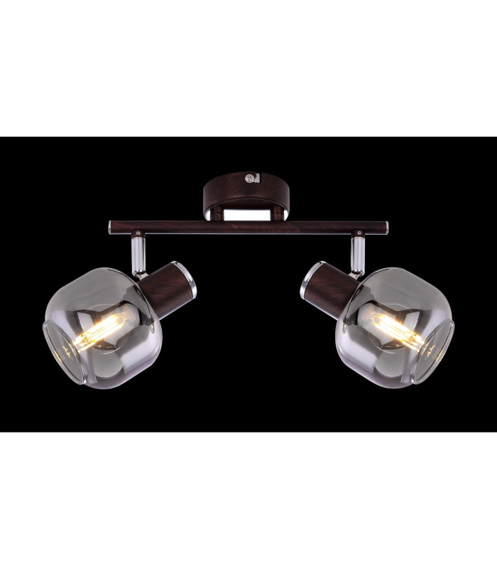 Pallo Twin Ceiling Spotlight Bronze Colored Smoke Glass Shade 2x E14-7