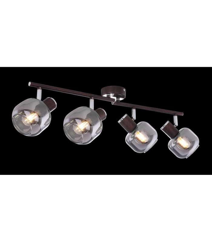 Pallo Ceiling Spotlight Bar Bronze Colored Smoke Glass Shade 4x E14-6