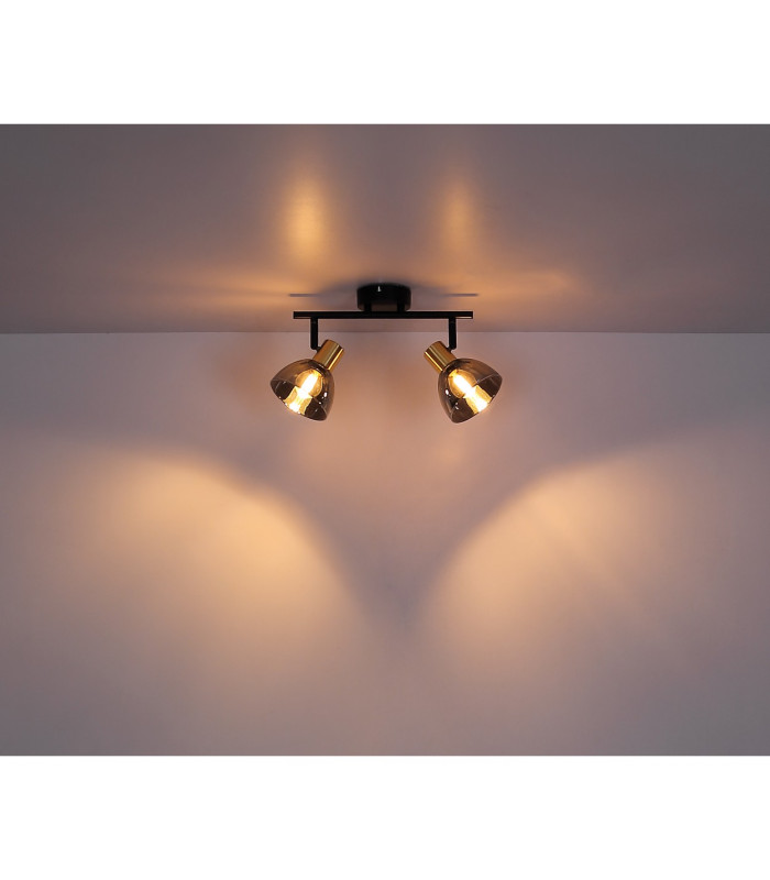 Jay Twin Ceiling Spotlight Black Glass Shade 2x E14-6