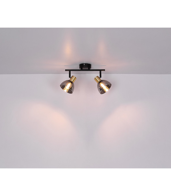 Jay Twin Ceiling Spotlight Black Glass Shade 2x E14-7