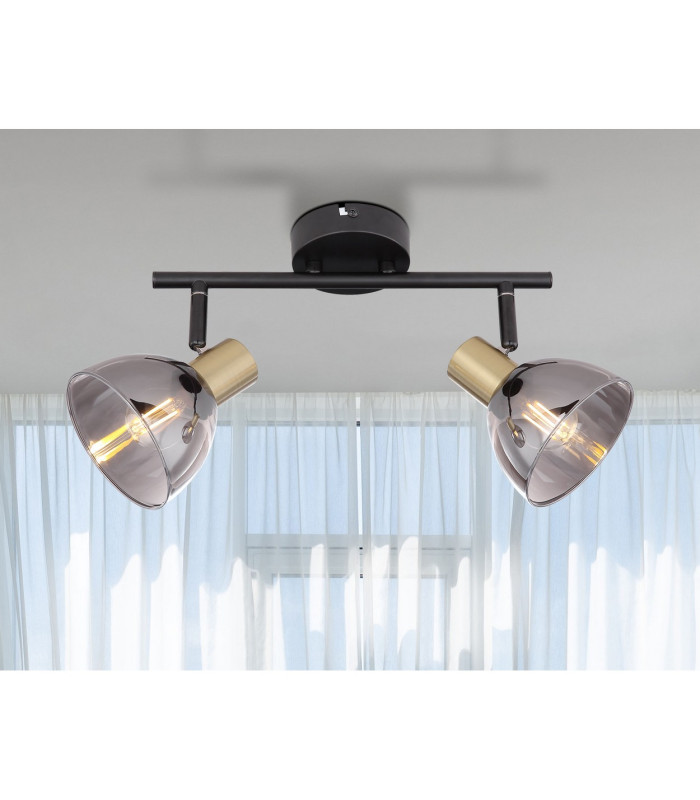 Jay Twin Ceiling Spotlight Black Glass Shade 2x E14-9
