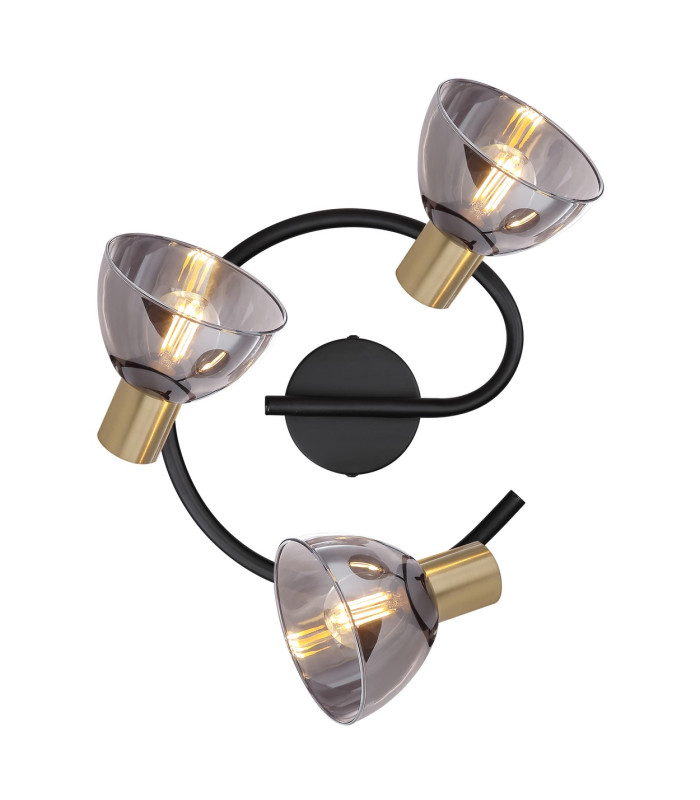 Jay Ceiling Spotlight Clusters Black Glass Shade 3x E14-4
