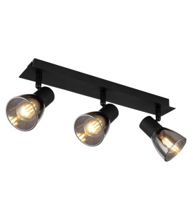 Claude Ceiling Spotlight Bar Matt Black Smoke Glass Shade 3x E14-1