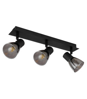 Claude Ceiling Spotlight Bar Matt Black Smoke Glass Shade 3x E14-2