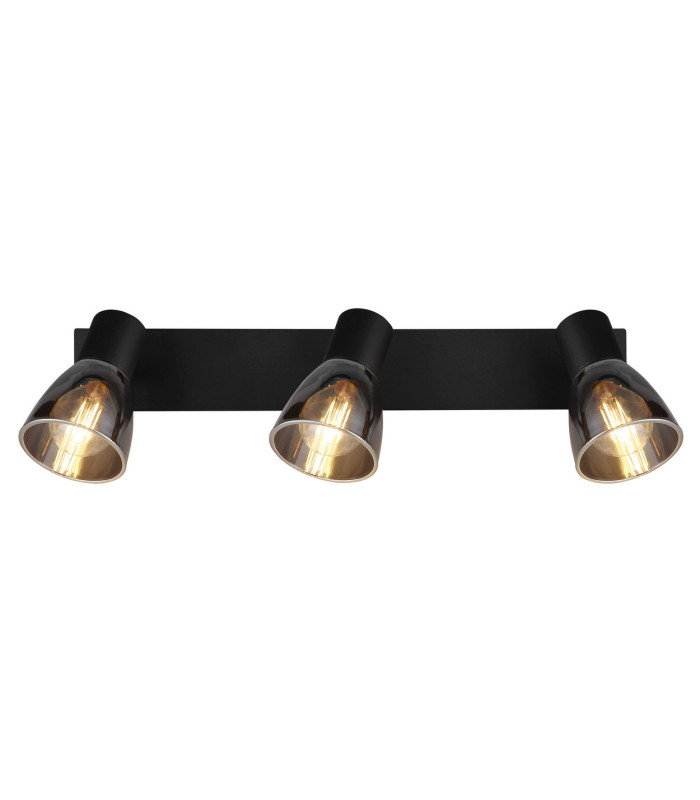 Claude Ceiling Spotlight Bar Matt Black Smoke Glass Shade 3x E14-4