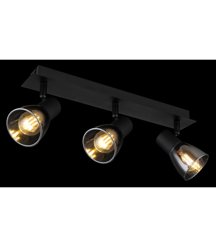 Claude Ceiling Spotlight Bar Matt Black Smoke Glass Shade 3x E14-6