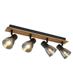 Claude Ceiling Spotlight Bar Dark Brown Smoke Glass Shade 4x E14-1