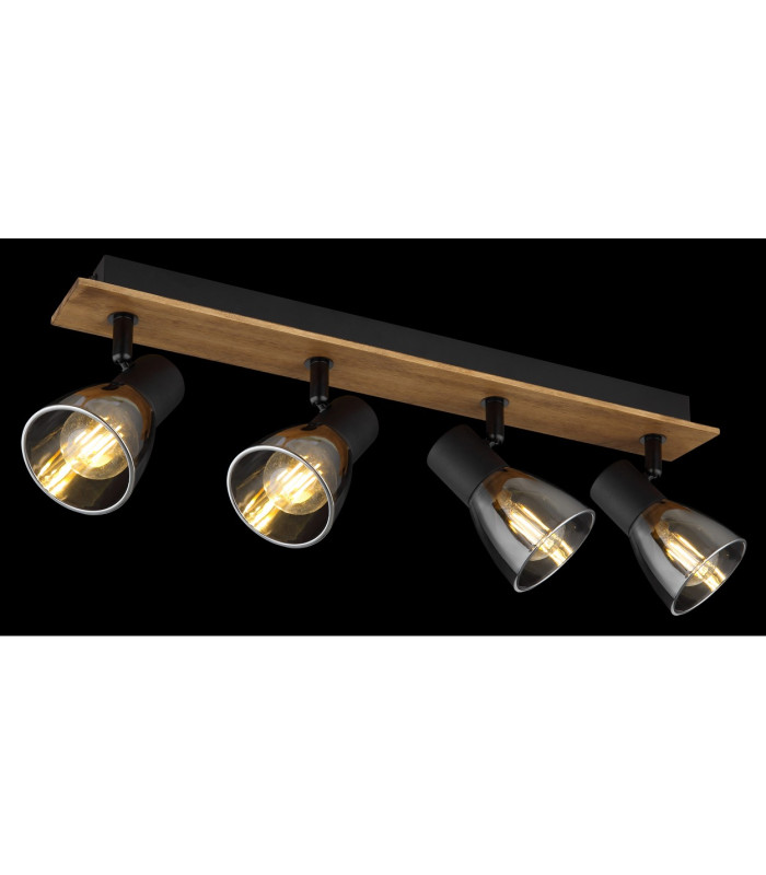 Claude Ceiling Spotlight Bar Dark Brown Smoke Glass Shade 4x E14-6