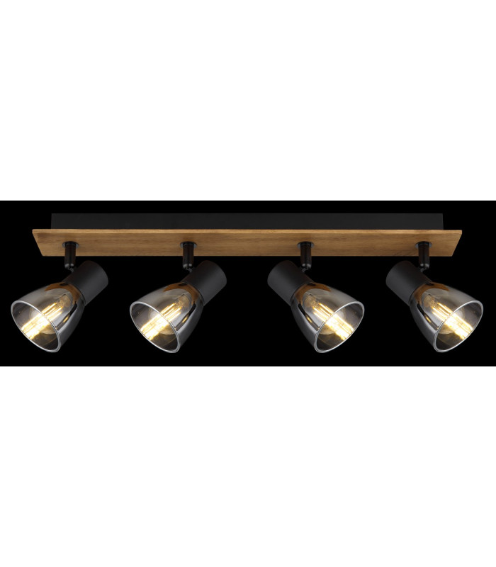 Claude Ceiling Spotlight Bar Dark Brown Smoke Glass Shade 4x E14-7
