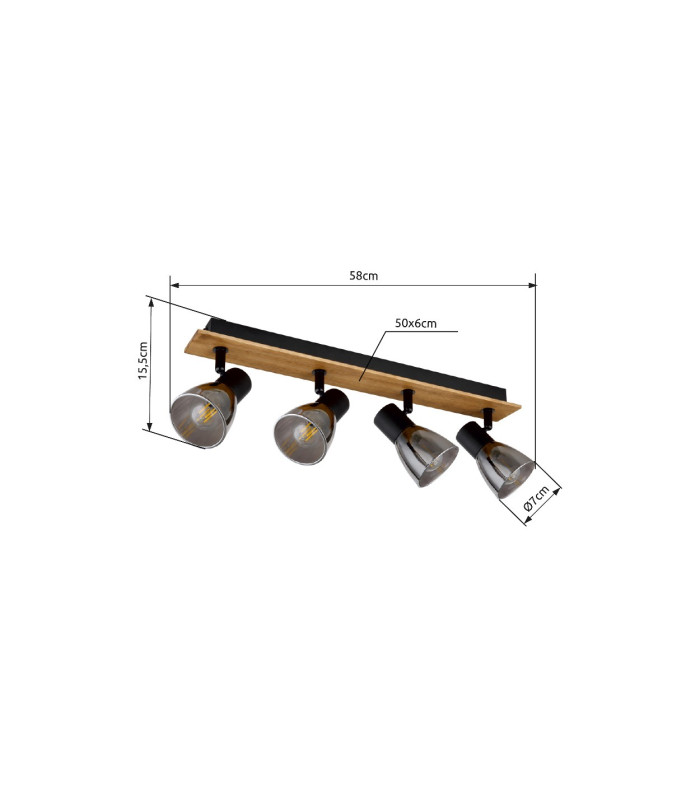 Claude Ceiling Spotlight Bar Dark Brown Smoke Glass Shade 4x E14-9