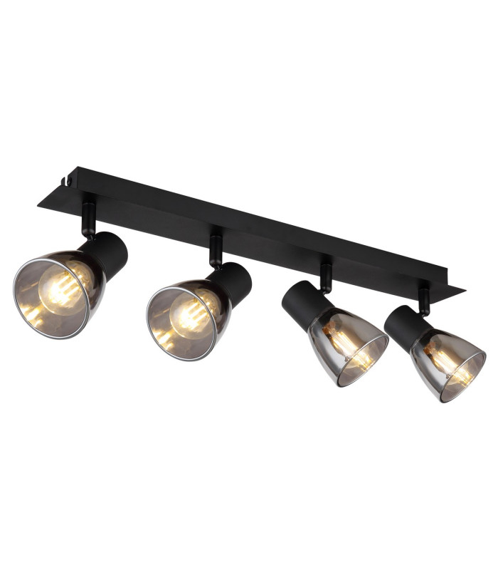 Claude Ceiling Spotlight Bar Matt Black Smoke Glass Shade 4x E14-1