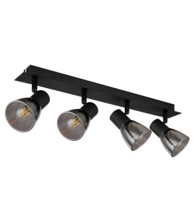 Claude Ceiling Spotlight Bar Matt Black Smoke Glass Shade 4x E14-2