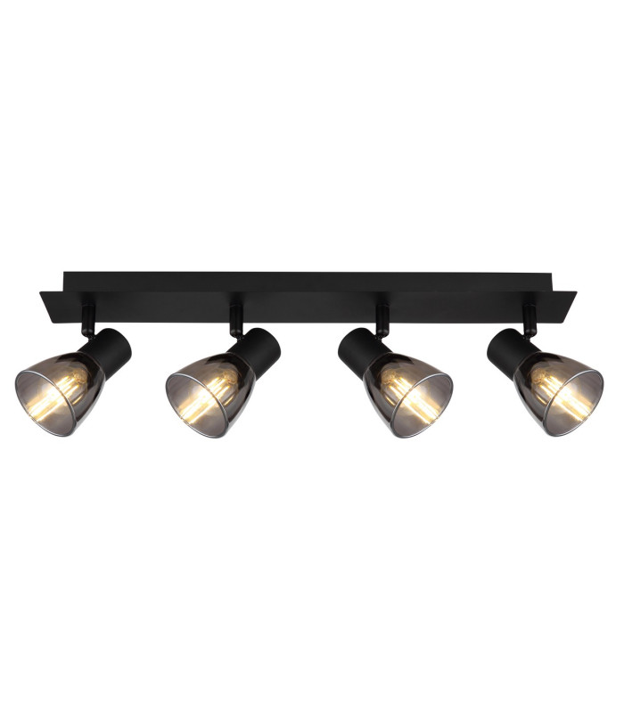 Claude Ceiling Spotlight Bar Matt Black Smoke Glass Shade 4x E14-3