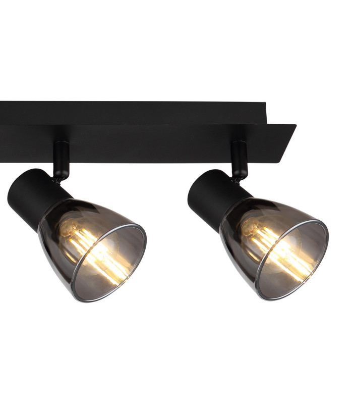 Claude Ceiling Spotlight Bar Matt Black Smoke Glass Shade 4x E14-5