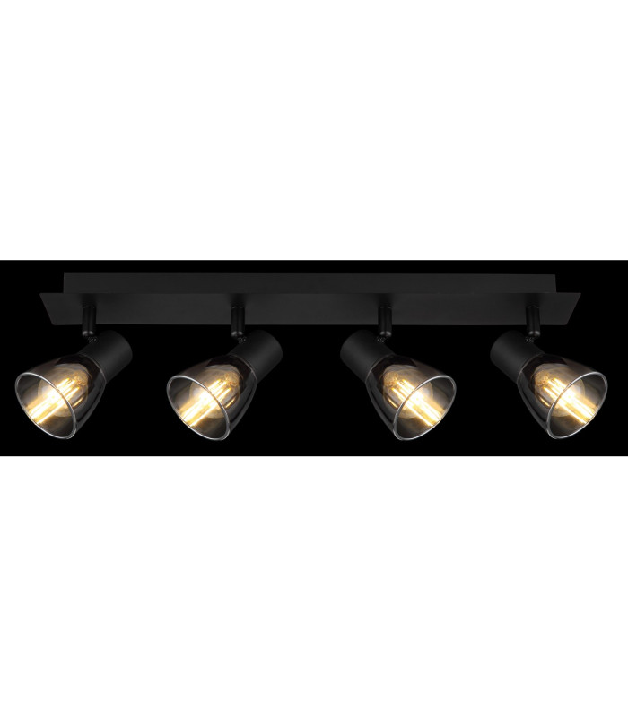 Claude Ceiling Spotlight Bar Matt Black Smoke Glass Shade 4x E14-7