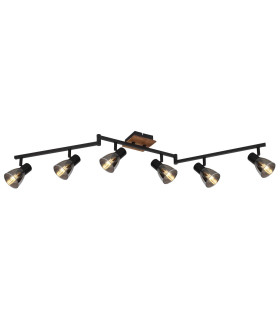 Claude Ceiling Spotlight Bar Dark Brown Smoke Glass Shade 6x E14-1