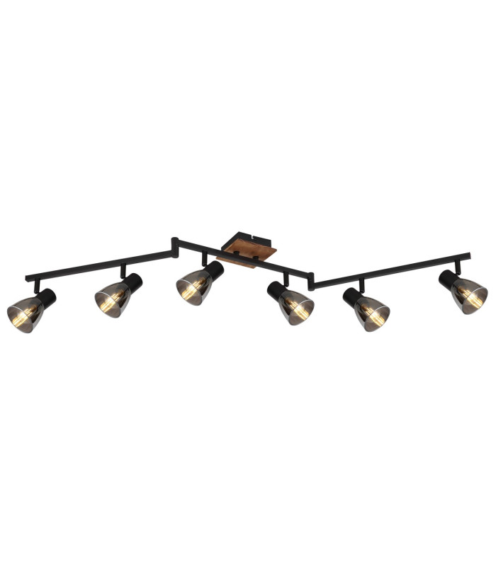 Claude Ceiling Spotlight Bar Dark Brown Smoke Glass Shade 6x E14-1