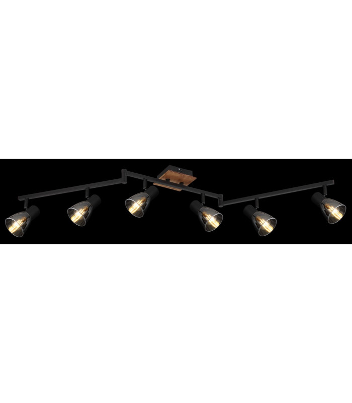 Claude Ceiling Spotlight Bar Dark Brown Smoke Glass Shade 6x E14-4