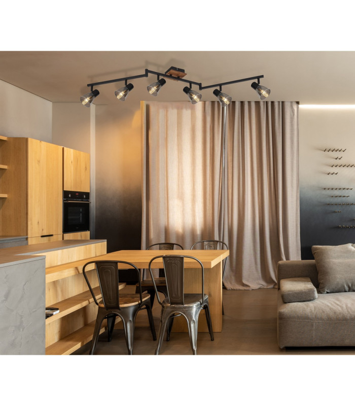 Claude Ceiling Spotlight Bar Dark Brown Smoke Glass Shade 6x E14-5