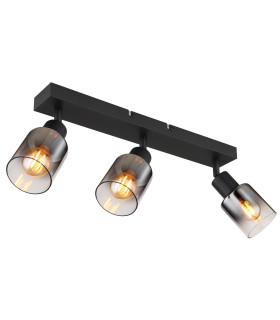 Hubertus Ceiling Spotlight Bar Matt Black Smoke Glass Shade 3x E14-1