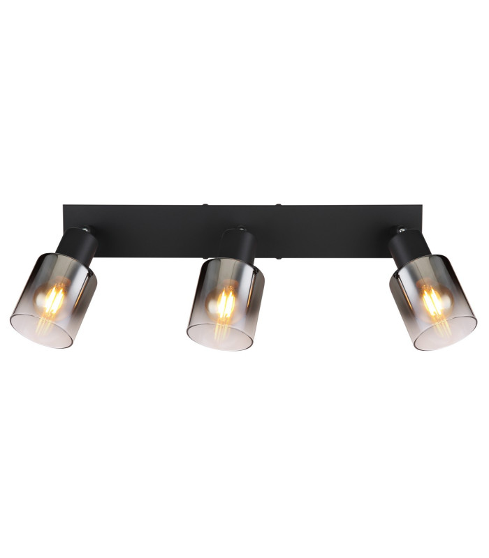Hubertus Ceiling Spotlight Bar Matt Black Smoke Glass Shade 3x E14-4