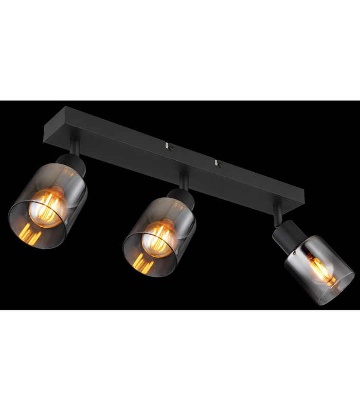 Hubertus Ceiling Spotlight Bar Matt Black Smoke Glass Shade 3x E14-5