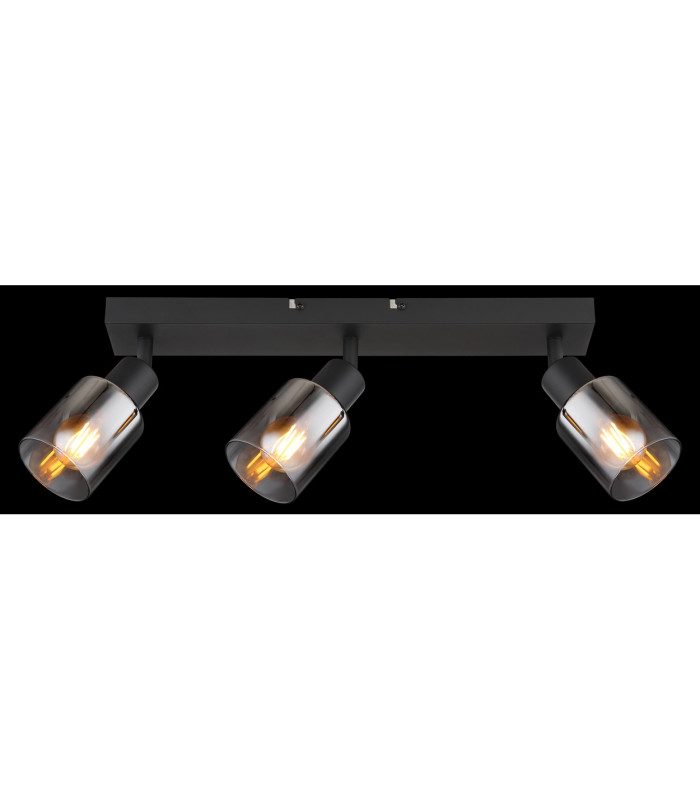 Hubertus Ceiling Spotlight Bar Matt Black Smoke Glass Shade 3x E14-6