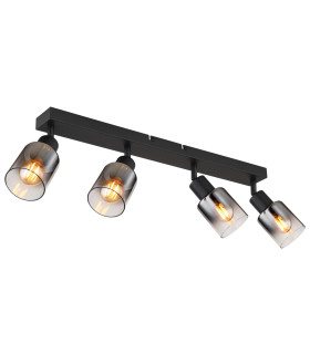 Hubertus Ceiling Spotlight Bar Matt Black Smoke Glass Shade 4x E14-1