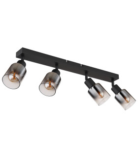 Hubertus Ceiling Spotlight Bar Matt Black Smoke Glass Shade 4x E14-2
